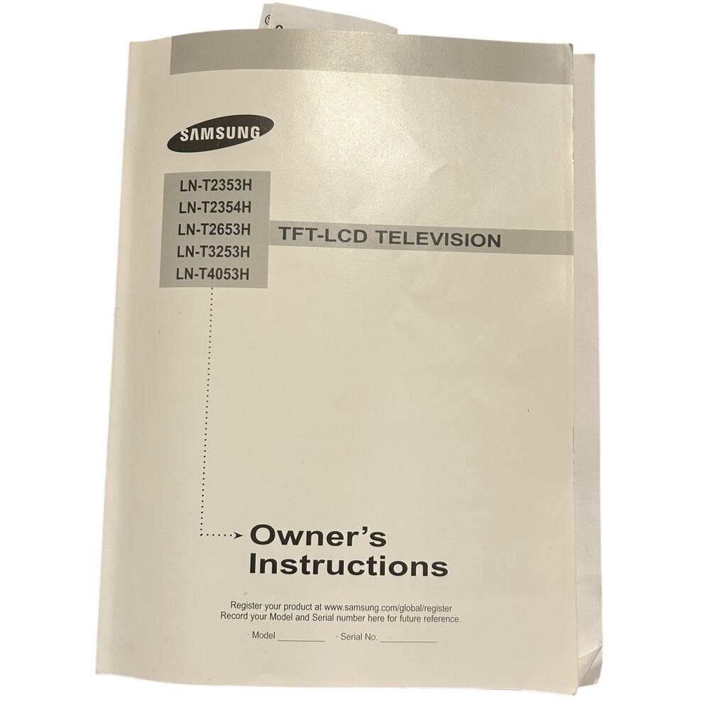 Samsung LCD TV Models LN-T2353H T2354H T2653H T3253H T4053H Owner's Manual